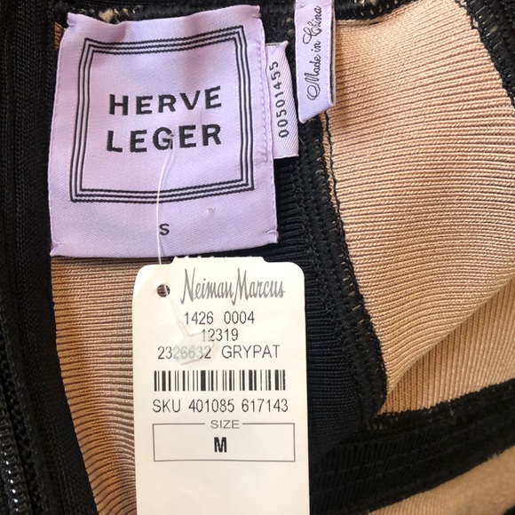 Herve Leger Black and Tan bodycon tulip skirt - Picture 5 of 6